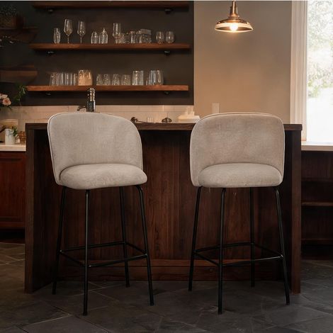 Tabouret de bar beige en polyester Acier 55 x 50 x 93 cm (1/5)