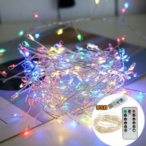 Guirlande lumineuse extérieure étanche LED Firecracker Fairy Light 8 Modes Arbre de Noël Maison Fête Vacances Jardin Décor(5 m200 leds, couleur) (1/4)