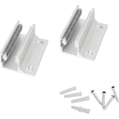 2-Piece Floor Guide, Aluminum Alloy, Brushed Finish, For 10-12mm Glass Sliding Doors, Bathroom (1/5)