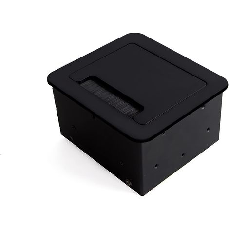 Bloc multiprise escamotable pour encastrer au bureau, bloc multiprise plan de travail (prise EU type F, USB et HDMI), 145x130mm, noir (1/5)
