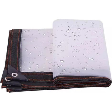 Bâche imperméable perforée transparente 2x2M matériau PVC pliable bâche extérieure imperméable, indéchirable et coupe-vent (corde blanche incluse) (1/5)