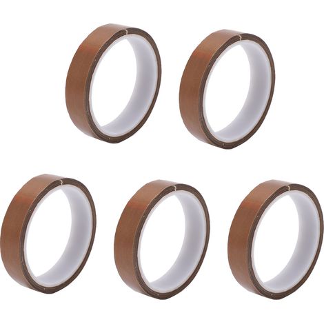 Lot de 5 rubans adhésifs haute température 0,02 x 10 m, antistatiques et résistants à l'usure, pour applications industrielles, supportant des températures jusqu'à 300 °C. (1/5)