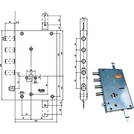 Serratura di Sicurezza Triplice Cilindro E70 Moia RSBLT664/500RF