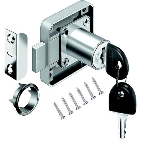 furniture lock for drawers and cabinets, steel, size 22 mm, 26 mm, 32 mm. (1/5)