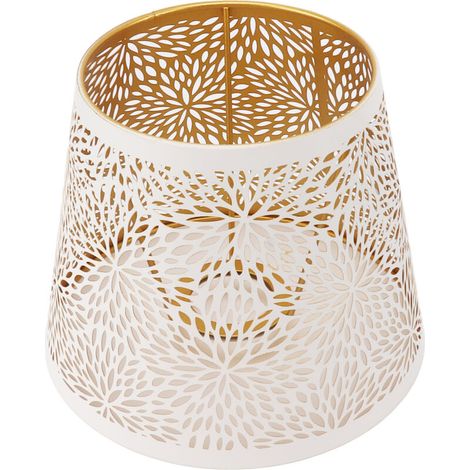 Abat-Jour En Fer Blanc Motif Floral Sculpté E27 E26 Design Moderne Pour Salon Et Maison (1/4)