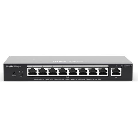 Ruijie Networks RG-ES209GC-P switch di rete Gestito Gigabit Ethernet (10/100/1000) Supporto Power over Ethernet (PoE) Nero (1/3)