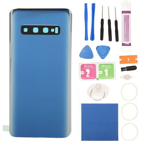Coque Arrière en Verre pour Samsung Galaxy S10 G973, Étanche avec Protection Lentille Caméra et Adhésif, Pièce de Rechange Bleue (1/5)