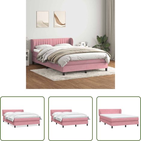 Matratze - Boxspringbett mit Matratze Rosa 140x220 cm Samt (1/5)