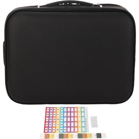 Boîte à documents ignifugée portable à coque rigide, avec 13 compartiments pour dossiers, idéale pour la maison et le bureau. (1/5)