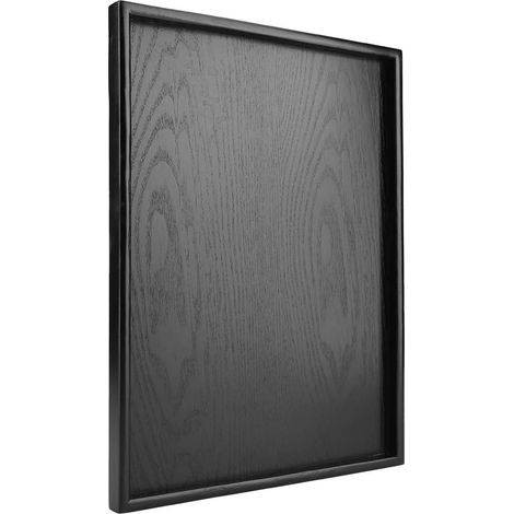 1 Plateau Bois Massif Noir, Poignée Intégrée, Bord Surélevé, Anti-dérapant, Salon Cuisine (1/5)