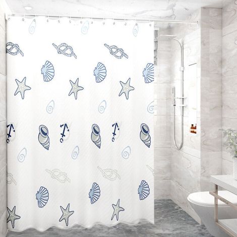 White Bath Curtain - with Removable Snap-In Lining - Machine Washable
