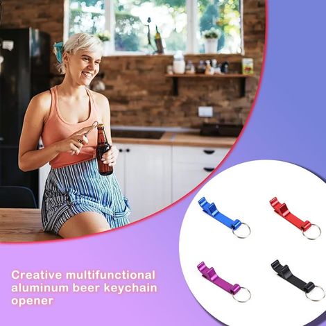 10 Pieces 3 in 1 Beer Beverage Openers Key Ring Multifunction