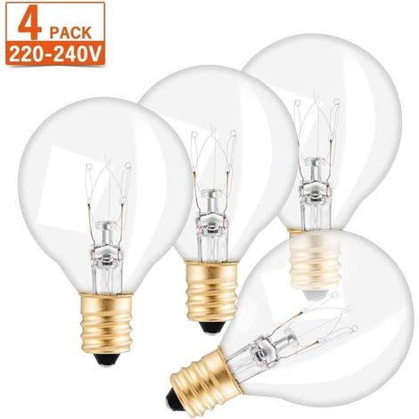 Lot de 4 Ampoule Edison, E12 Ampoules à incandescence Guirlande Guinguette Décorative Ampoules Filament Rétro Lampe Globe G40 - Blanc Chaud 220V-240V e G40 Blanc Chaud 220V-240V - 4 Pack (1/5)