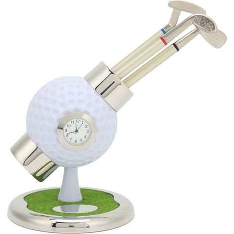 Lot de porte-stylos golf, horloge simulée en alliage zinc, récipient à stylos de décoration pour cadeau papa (1/5)