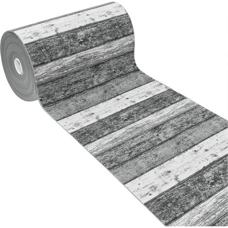 Tapis de Cuisine Texture Plate Coureur Lavable Antidérapant motif Bois Parquet Gris - 52x40 cm