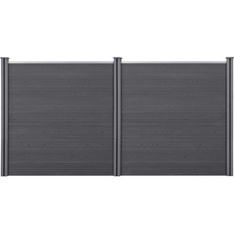 Gartenzaun Getafe WPC mit Pfosten 183x357 cm Grau neu.holz (1/5)
