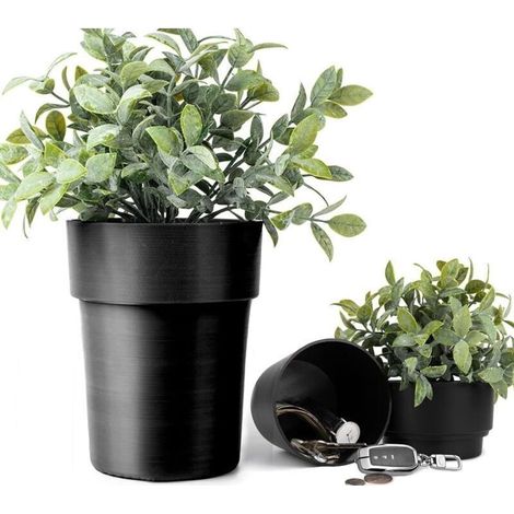 Coffre Fort en Forme De Pot De Fleur avec Plantes, Coffre-Fort Caché, Clé pour Cacher l'argent Et Les Objets, Coffre-Fort Secret pour Extérieur, Jardin, Bureau (1/4)