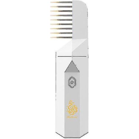 Elektrische Haarbürste mit Räuchergefäß für Bakhoor Ramadan Dukhoon, arabischer Aromadiffusor für Zuhause, Büro oder Auto, wiederaufladbar, Mini-USB [Rabatt 30 %] – Weiß (1/5)