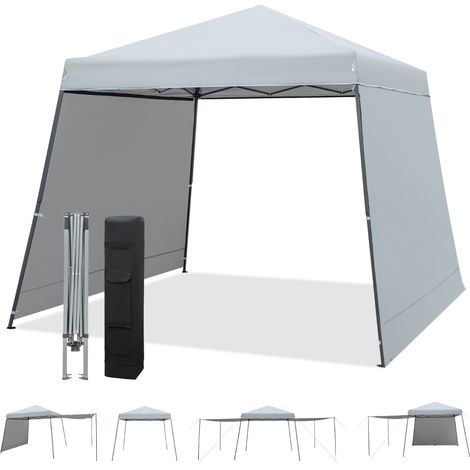 Gazebo pieghevole 3x3m con pareti e borsa a ruote, Gazebo da giardino impermeabile e protettivo da sole Grigio (1/4)