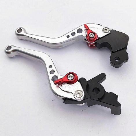 Convient pour les motos MV Augusta Dragster800/RR, levier de frein en alliage d'aluminium modifié (court, argenté, 1 paire) (1/5)