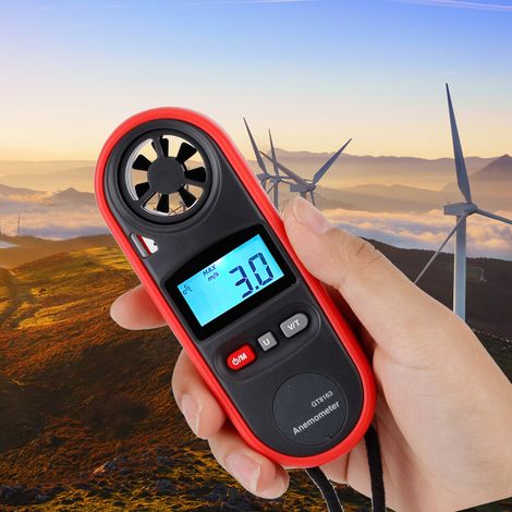 GT8163 Anémomètre numérique portable LCD GT8163, indicateur de vitesse du vent, thermomètre numérique du vent (1/5)