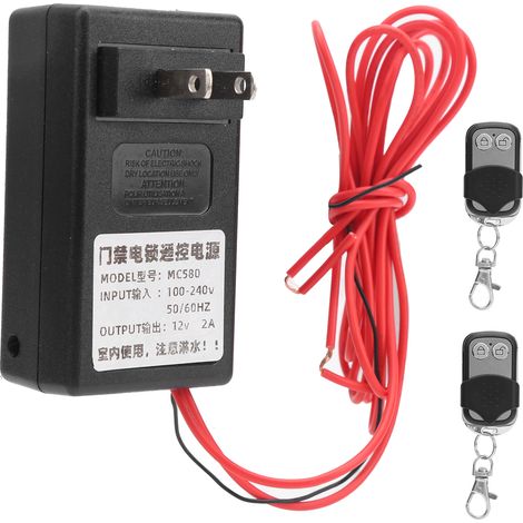 Alimentation stabilisée 12V 2A sans fil avec télécommande pour serrure électrique, transformation de tension, prise US 100-240V (1/5)