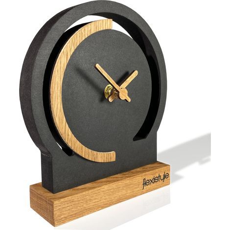 horloge de parquet ovale en chêne noir