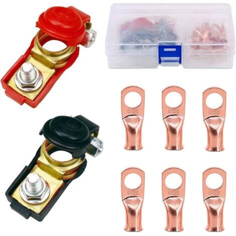 1 Paire Bornes de Batterie Connecteur de Pince Cosse Battery Terminal, Connecteur de Pince Cosse Battery Terminal pour Voiture Positive et Négative (1/5)
