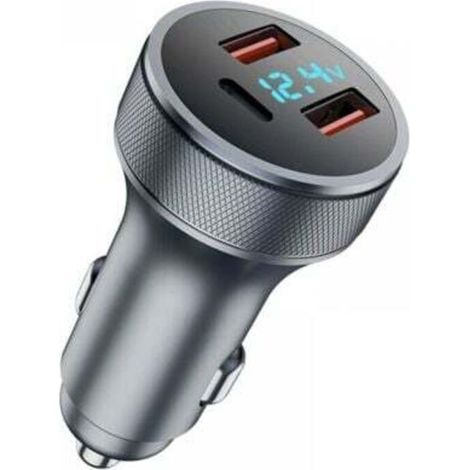 Chargeur Voiture USB Double 72 W avec Voltmètre LED – Adaptateur Allume-Cigare Métallique Rapide pour Smartphone/Tablette (1/5)