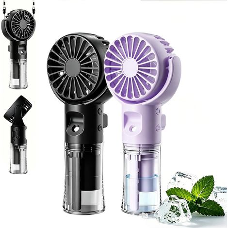 Ventilador portátil de bolsillo con función de nebulización recargable mediante USB, cuatro velocidades ajustables, funcionamiento silencioso, accesorio práctico para hogar, oficina y viajes (1/5)