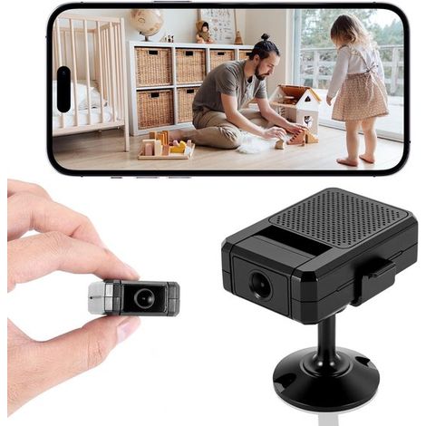 Mini Spionagekamera, 1080p HD Überwachungskamera, WLAN, für Innen und Außen, mit 180° drehbarem Objektiv, Nachtsichtkamera mit Bewegungsmelder, f (1/5)