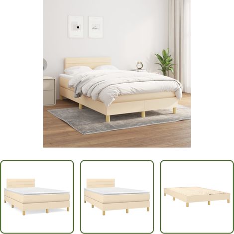 vidaXL Kopfteil - Boxspringbett mit Matratze Creme 120x200 cm Stoff (1/5)