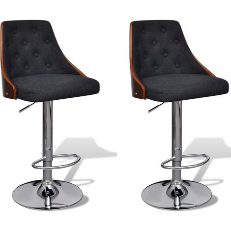 Barhocker 2 Stk. Bugholz und Stoff