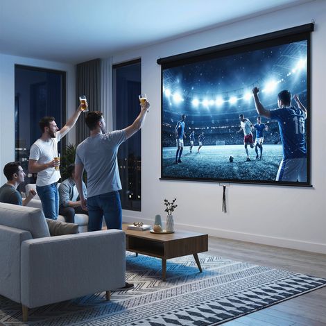 Écran de Projection 120" 4:3 HD 4K, Boîtier en Métal, Écran Hauteur Réglable Manuellement, 244x183cm, Noir