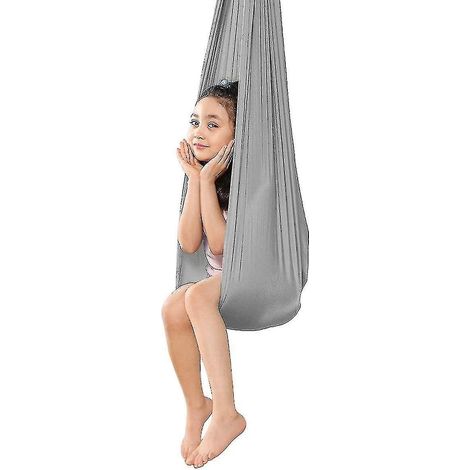 Balançoire sensorielle d'intérieur pour thérapie, compatible avec adultes, enfants et adolescents - 100 x 280 cm - Gris (1/4)