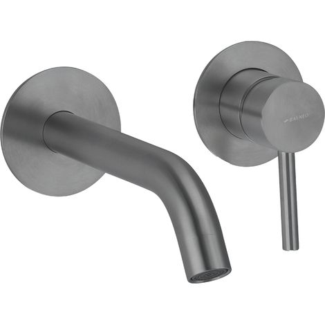 BALNEO Robinet Mitigeur mural pour lavabo GUN METAL gris foncé Acier inoxydable  Mitigeur encastré en acier inoxydable pour lavabo CASCADE (1/5)
