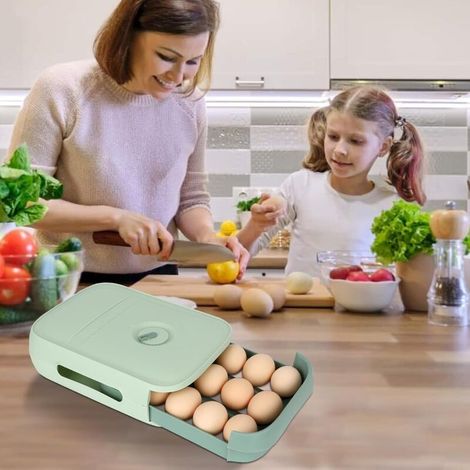 CSPARKV Boîte de rangement à œufs vert sarcelle - 21 œufs - Pour réfrigérateur et cuisine - Peut être utilisée pour le stockage du réfrigérateur - Protection et conservation des œufs au frais
