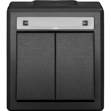 Interrupteur double - Modèle 5002-17 - Anthracite - IP55 - Robuste et résistant aux intempéries (1/5)