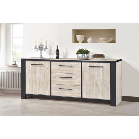 Buffet/bahut contemporain 230 cm chêne sable Thorie (1/3)