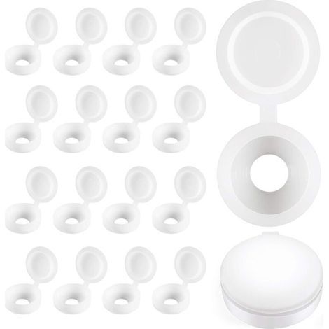 Cache-vis à Charnière en Plastique Plier les Couvercles à Vis Laveuse Flip Tops Blanc (1/5)
