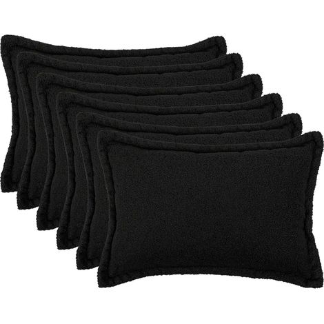 Housse de coussin 6 pcs HOUTEN Noir 50 x 80 cm Bouclé vidaXL