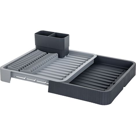 Escurridor de platos extensible de plástico MODERNA con escurridor, color antracita.