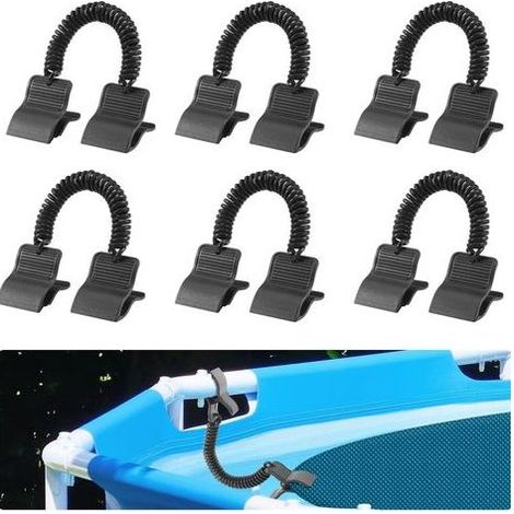 Agraffes de Bâche de Piscine 6 Pièces,Fixations pour Bâches De Piscines Hors Sol, Accessoire Solaire pour Hivernage Jardin Terrasse Natation (1/5)