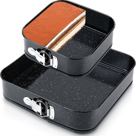 Set de moules à charnière - Carré - 20/28 cm - 2 pièces - revêtement antiadhésif - Moule à pâtisserie