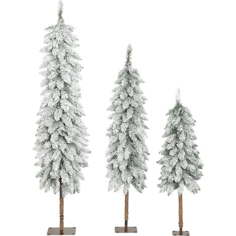 3er-Set künstliche Tannenbäume schneebedeckt, 3 Größen, Metallständer (1/5)