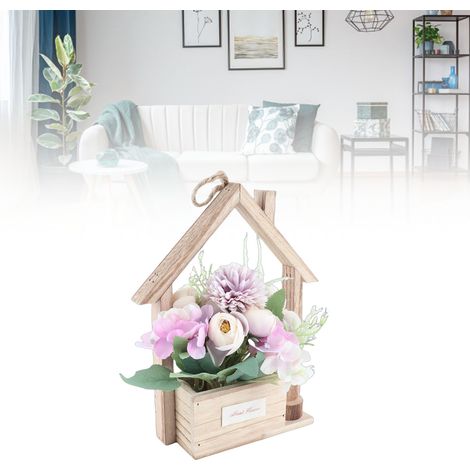 Cesta decorativa de pared con flores artificiales: un conjunto colgante único para salas de estar y espacios habitables. (1/5)