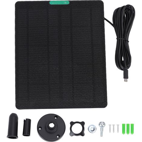 Ortviai Panneau Solaire 10 W pour Caméra de Sécurité Extérieure – Étanche, Silicium Monocristallin, Noir (1/5)