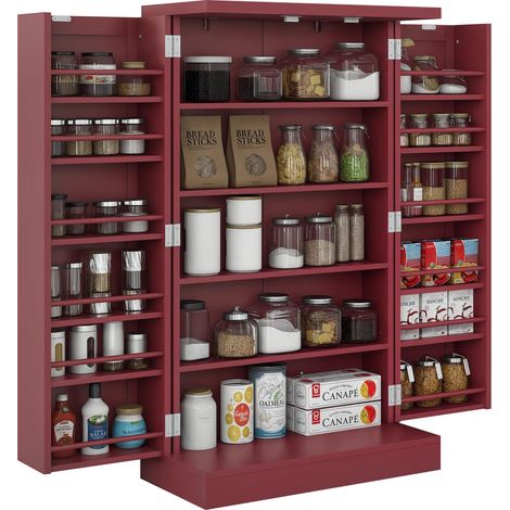 Armoire de Cuisine Buffet Cuisine 2 Portes 60 x 30 x 104 cm Rouge (1/5)