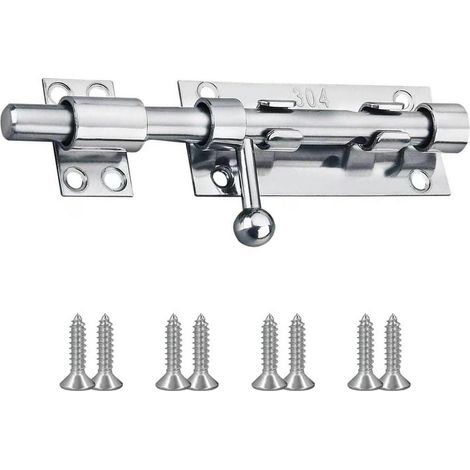 Verrou coulissant 12,7 cm Acier inoxydable 304 avec trou pour cadenas pour portes extérieures