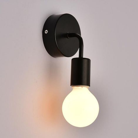 Aplique de Pared Industrial Vintage de Metal Hierro Forjado Lámpara de Pared E27 Sin Bombilla (1x Negro) (1/5)